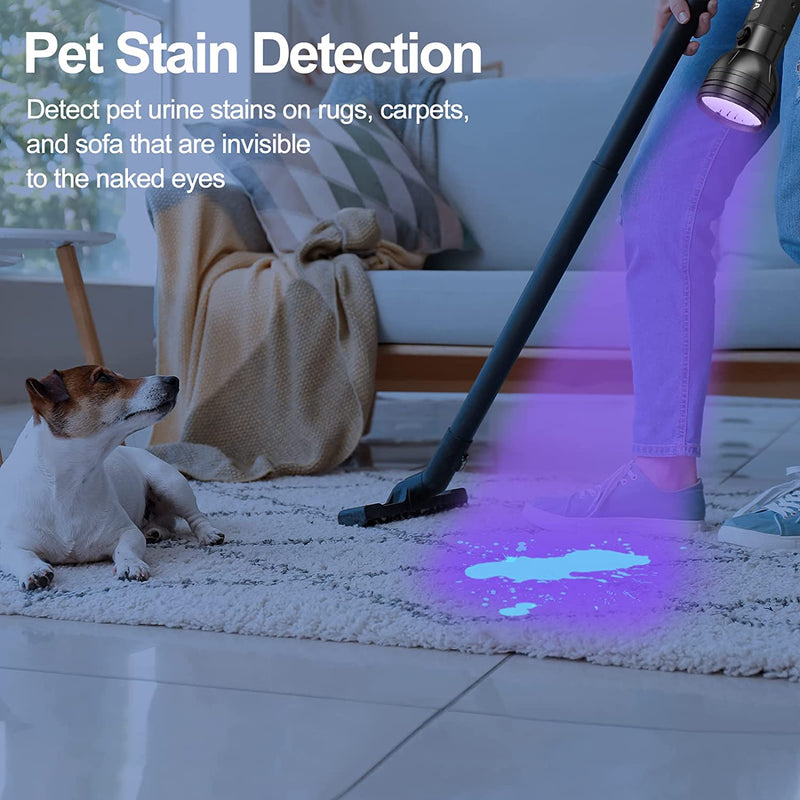 UV Flashlight Pet Urine Detector for Dog/Cat Urine, Dry Stains, Bed Bug, Matching with Pet Odor Eliminator